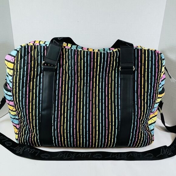 Luv Betsy Johnson Weekender Tote Duffel Travel Bag Pastel Vertical Stripes Large - Picture 5 of 13